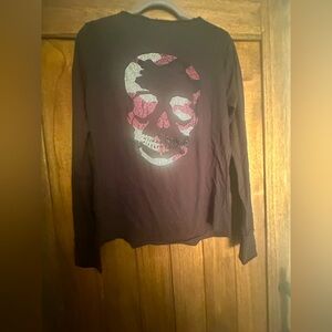 Zadig & Voltaire Black Long Sleeve Skull Graphic Shirt